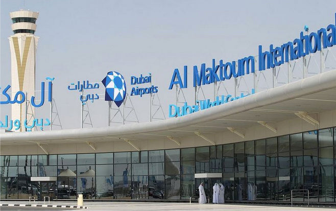 Al Maktoum International Airport with Dubai Airports branding